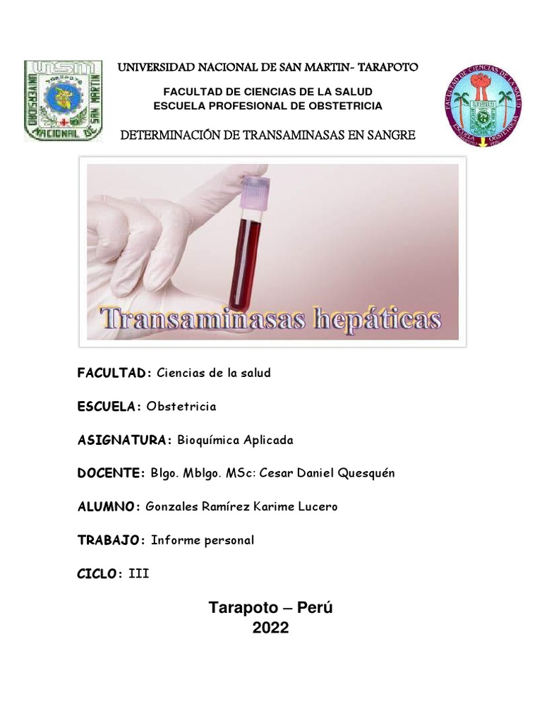 Determinación de Transaminasas en Sangre | PDF | Transaminasa | Hepatitis