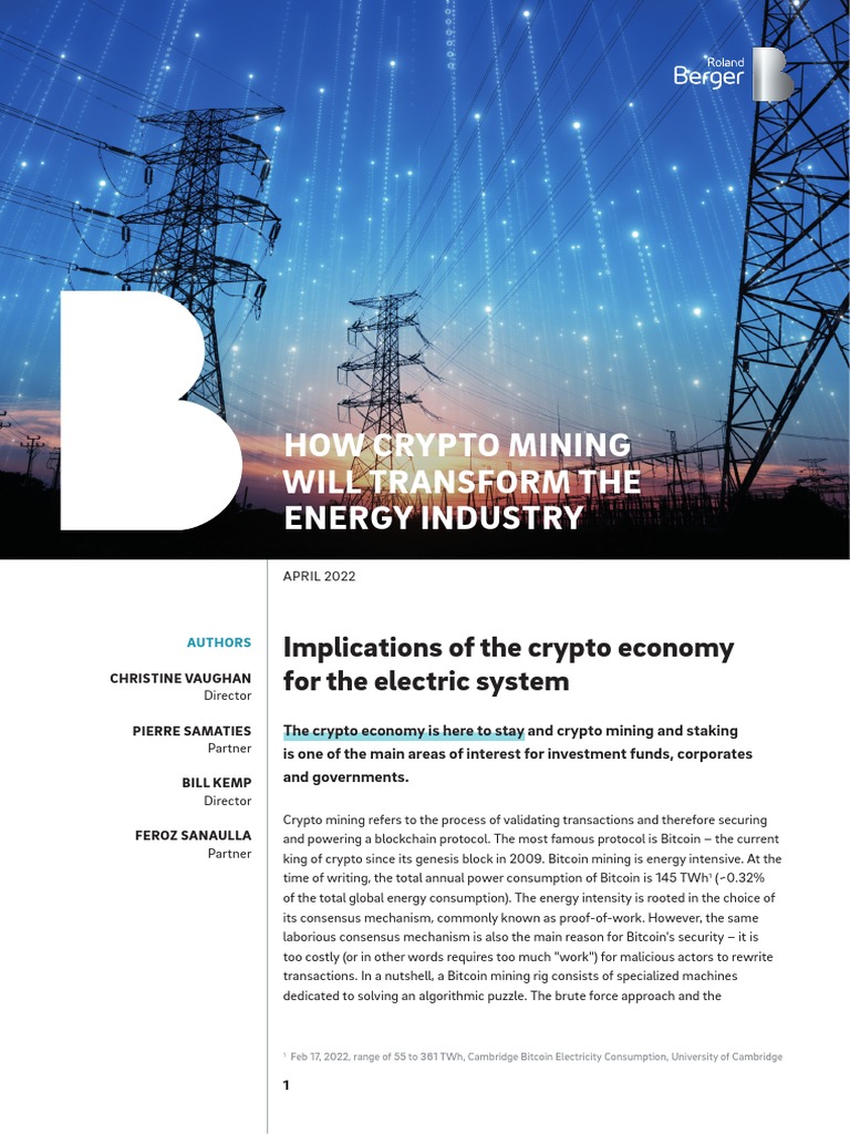 Roland Berger Crypto Mining and The Energy Industry | PDF | Cryptocurrency  | Bitcoin