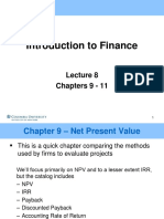 Introduction To Finance: Chapters 9 - 11