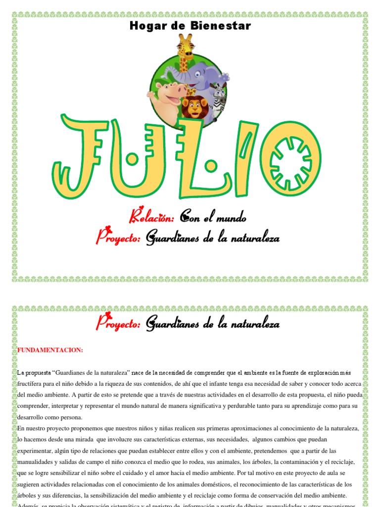 Planeacion JULIO | PDF | Naturaleza | Aprendizaje