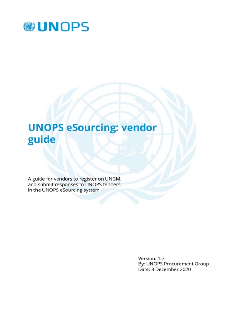 UNOPS - Esourcing - Vendor Guide - v1.7 - EN G | PDF | Procurement ...