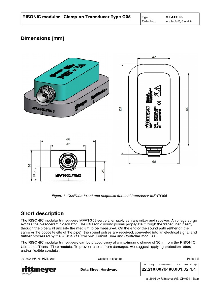 RISONIC Modular - Clamp-On Transducer Type G05 | PDF | Steel | Adhesive