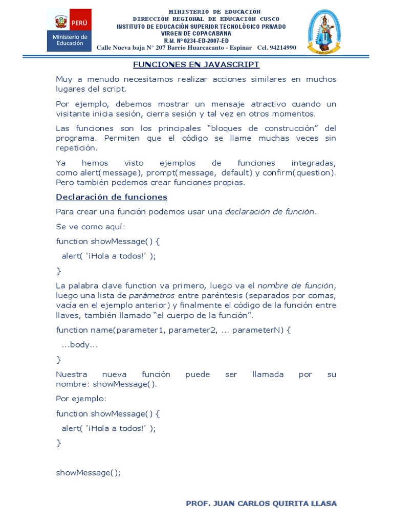 FUNCIONES EN JAVASCRIPT y PHP | PDF | Lenguaje de programación | Php