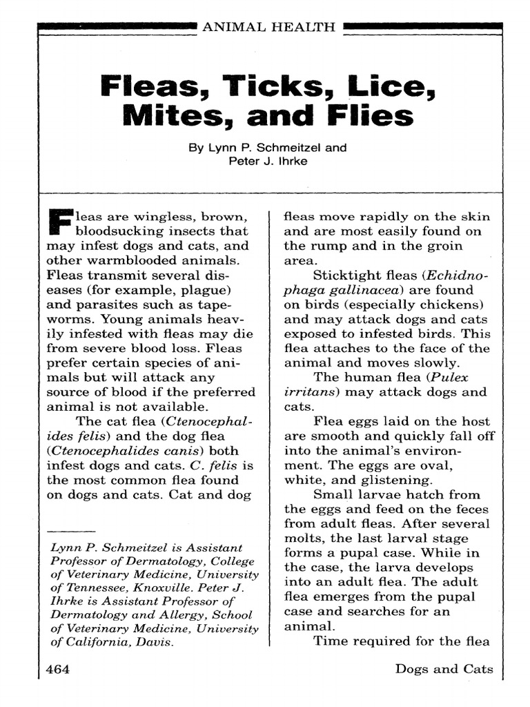 Fleas, Ticks, Lice, Mites, and Flies: Animal Health | PDF | Home ...