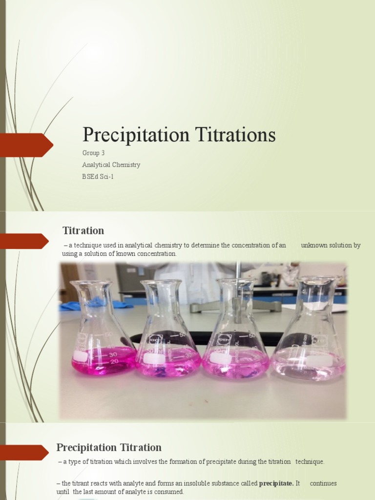 Precipitation Titrations Group 3 Analytical Chemistry Bsed Sci1 PDF