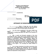 AFFIDAVIT OF DESISTANCE Criminal Case