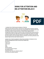 Materi Asking For Attention and Showing Attention Kelas 8