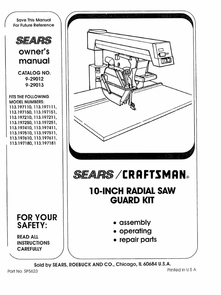 Craftsman Radial Arm Saw Manual PDF Knife Tools