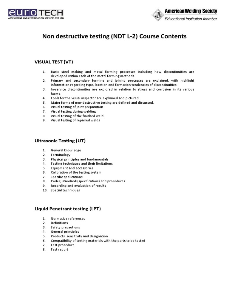 NDT Level 2 Course Overview | PDF | Computers | Technology & Engineering