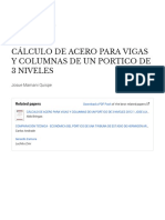 PDF Calculo de Acero Para Vigas y Columnas de Un Portico de 3 Niveles Compress