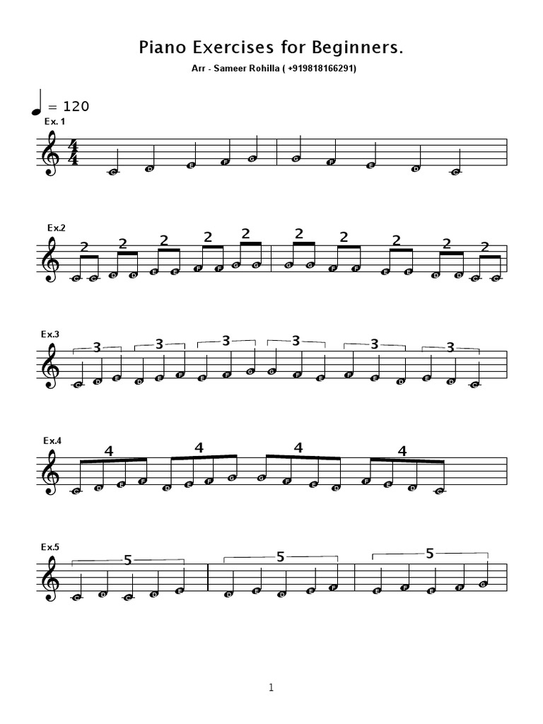 1..piano Exercises For Beginners. 1 PDF Scale (Music) Musical