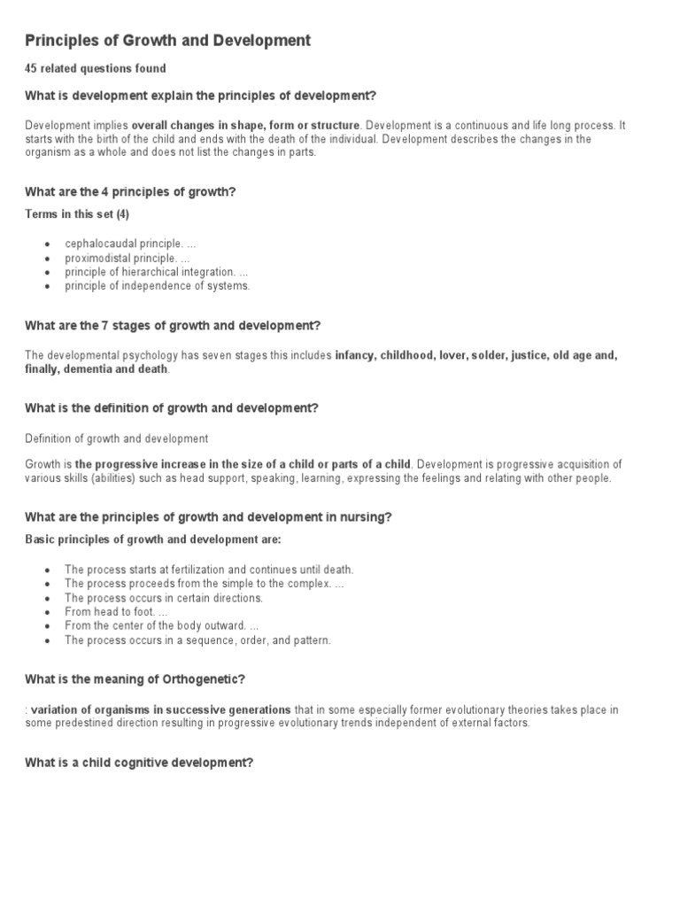 Principles of Growth and Development | PDF | Developmental Psychology ...