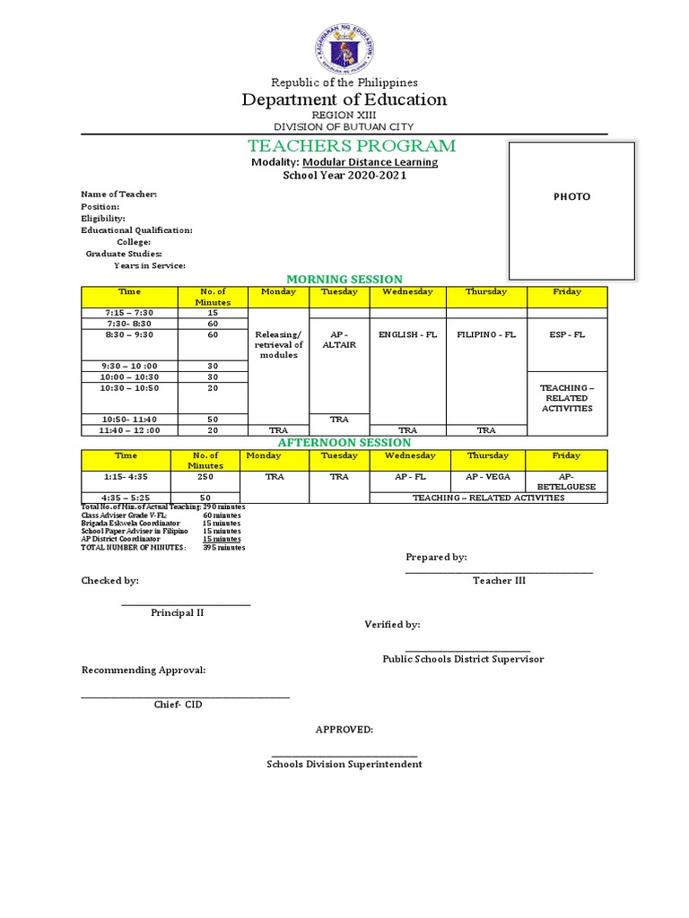 Teachers Program Template | PDF