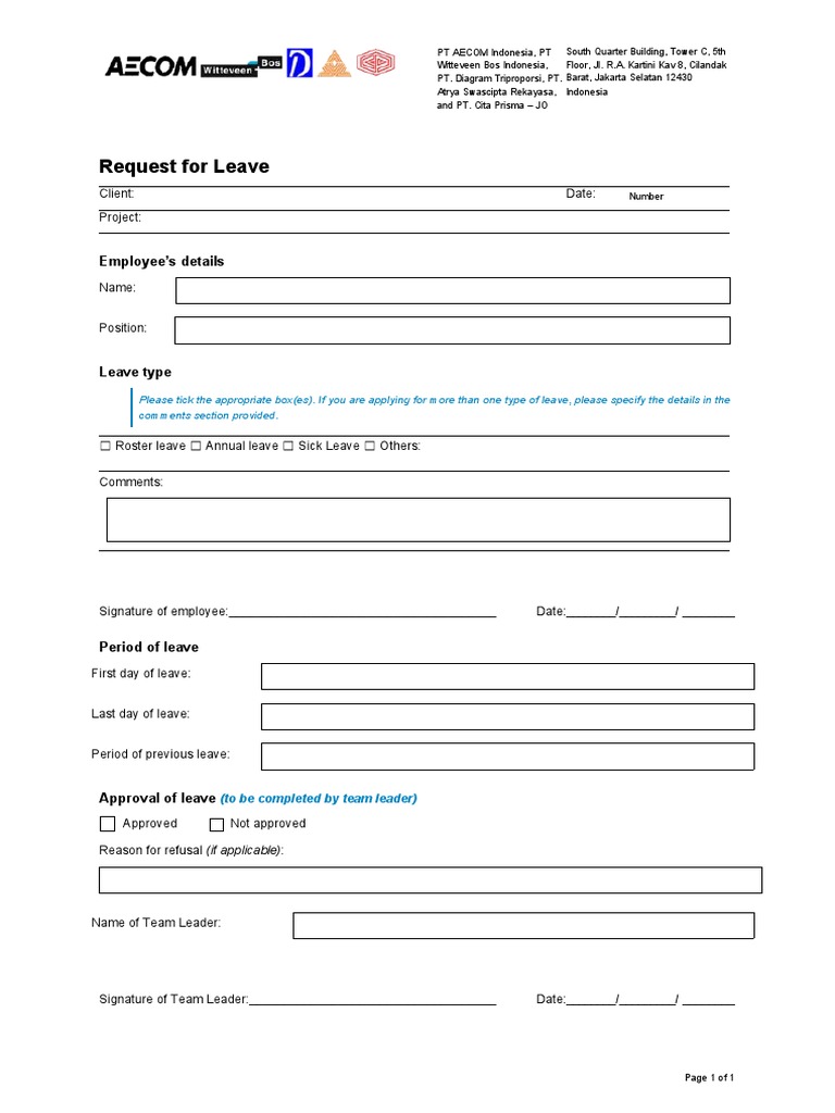 Leave Request Form Template | PDF