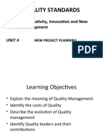 Quality Standards: BT6703 Creativity, Innovation and New Product Development Unit 4