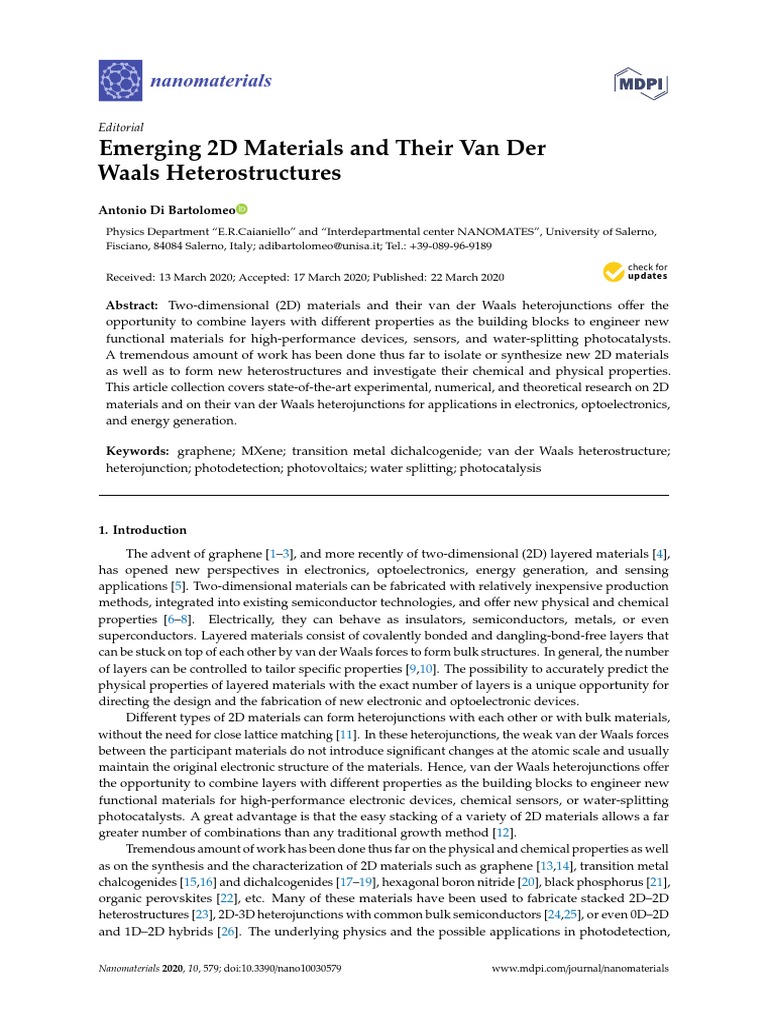Emerging 2D Materials and Their Van Der Waals Heterostructures | PDF ...
