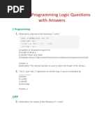 TCS NQT Programming Logic Questions With Answers: C Pragramming 1