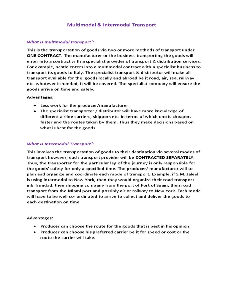 Multimodal & Intermodal Transport | PDF
