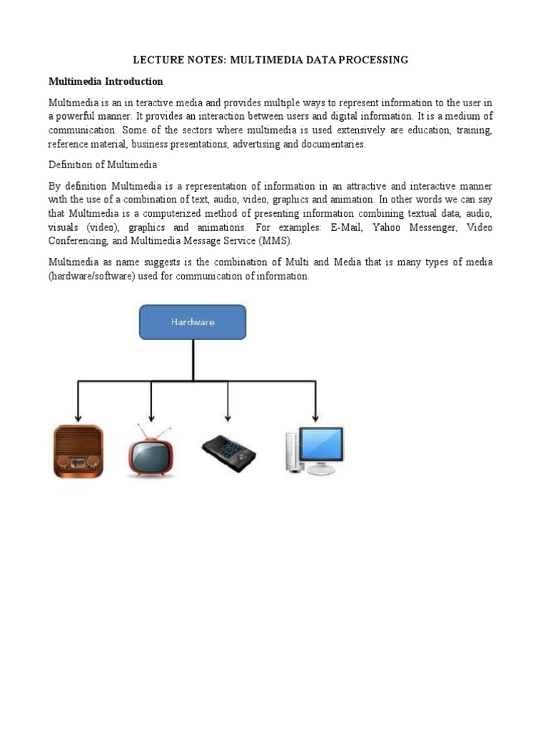 LECTURE NOTES multimedia data processing | PDF | Sampling (Signal ...