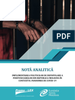 Notă Analitică PROMO-LEX: Implementarea Politicilor de Depopulare A Penitenciarelor Din Republica Moldova În Contextul Pandemiei de COVID 19