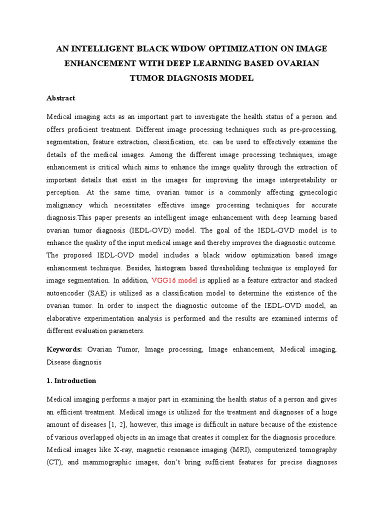 An Intelligent Black Widow Optimization On Image Enhancement With Deep ...