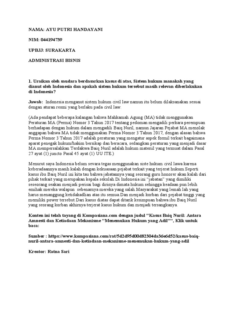 Analisis Hukum Kasus Baiq Nuril | PDF