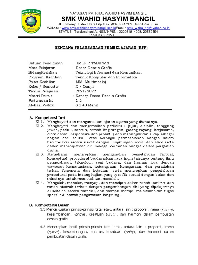 RPP Desain Grafis KD 3.3 | PDF