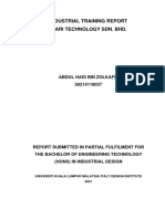 Industrial Training Report Inari Technology Sdn. BHD.: Abdul Hadi Bin Zolkafli 58214118037