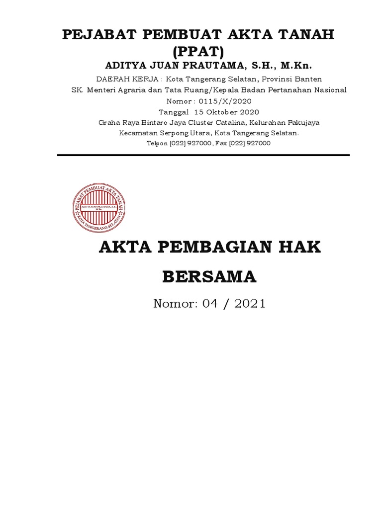 Akta Pembagian Hak Bersama – Akta Pembagian Hak Waris dan Akta ...