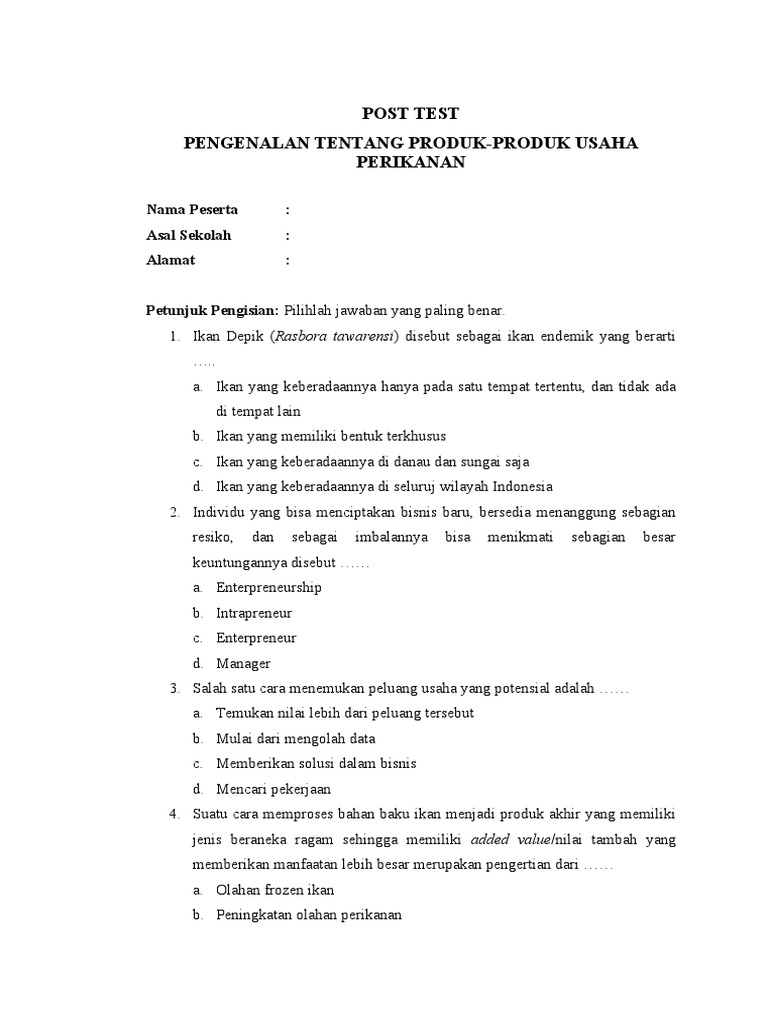 Post Test | PDF