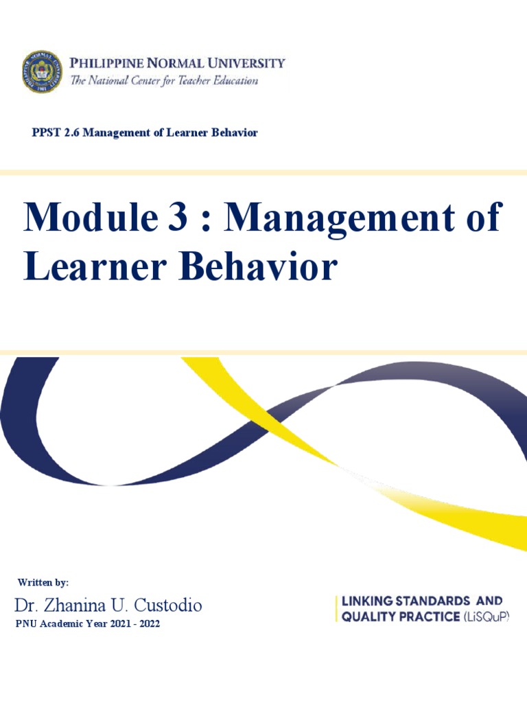 Ppst Module 3 Management Of Learners Behavior With Jel Template Pdf