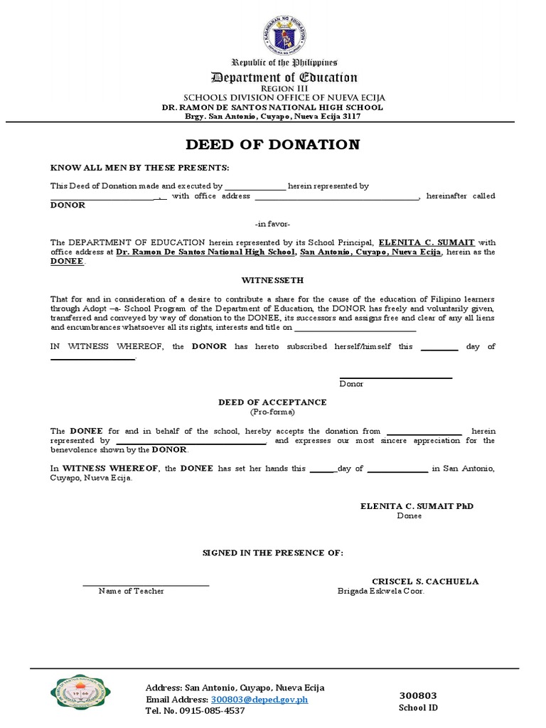 Deed Od Donation New PDF Real Estate Environmental Law