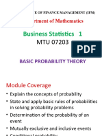 Department of Mathematics: Business Statistics 1