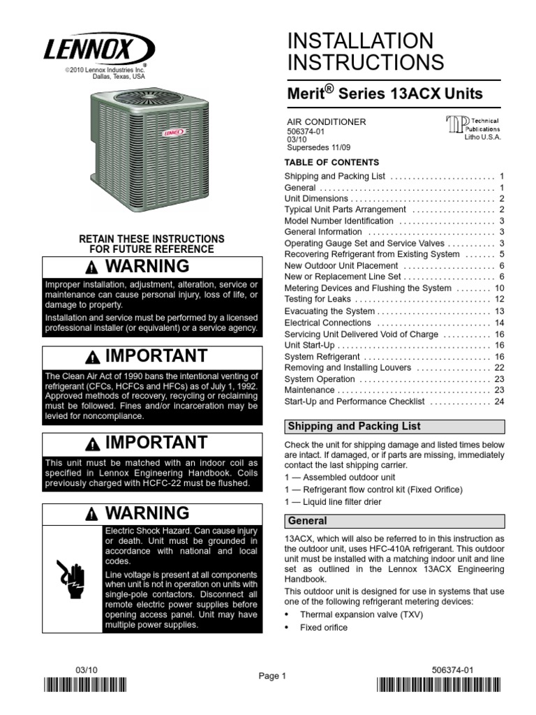 13ACX Lennox PDF Valve Building Engineering