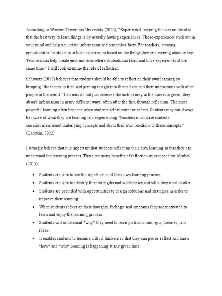 Enhancing Learning Through Reflection | PDF | Learning | Experience