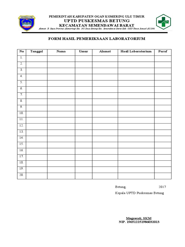 Form Hasil & Monitoring Lab | PDF