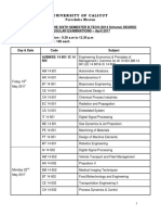 Calicut University B.Tech 6th Sem Exam Time Table April 2017