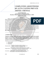 A STUDY ON EMPLOYEES ABSENTEEISM IN SOUTHERN AUTO CASTING PRIVATE LIMITED CHENNAI Ijariie6335