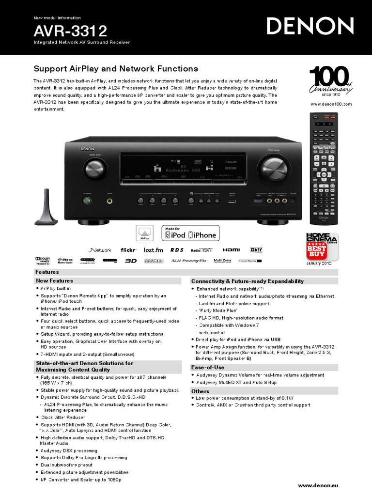 The AVR3312 A HighPerformance Network AV Surround Receiver with