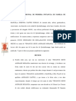 Demanda de JUICIO ORDINARIO DE DECLARACIÓN JUDICIAL DE UNION DE HECHO