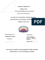 Marico LTD.: Bachelor of Business Administration. Department of Business Administration SESSION (2021-2022)