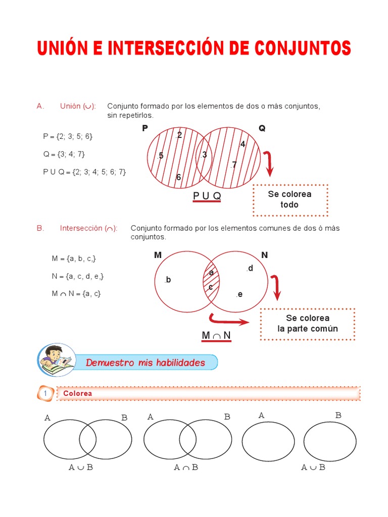 Union e Interseccion de Conjuntos para Tercer Grado de Primaria | PDF