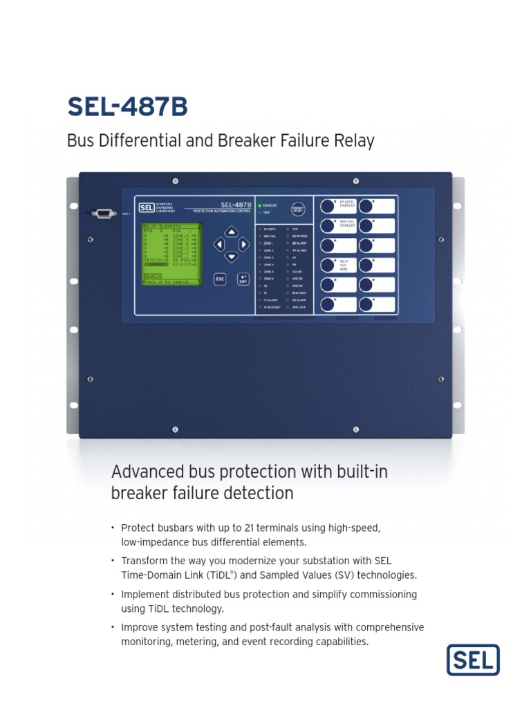 SEL487B Bus Differential and Breaker Failure Relay PDF Computer