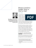 Business Analytics Insight: Hype or Here To Stay?: Hugh J. Watson