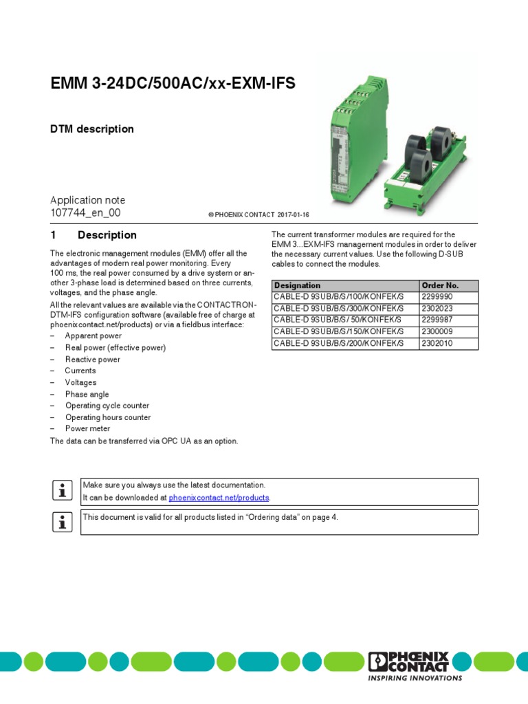 EMM 3-24DC/500AC/xx-EXM-IFS: DTM Description | PDF | Online And Offline |  Parameter (Computer Programming)