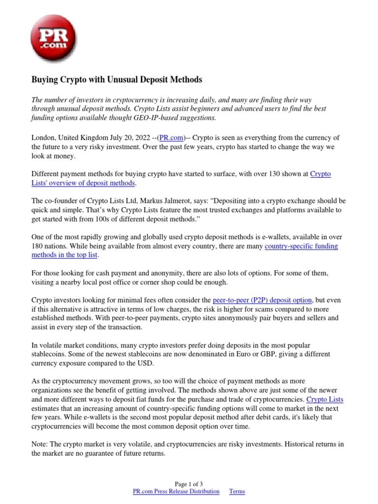 Buying Crypto With Unusual Deposit Methods | PDF | Cryptocurrency | Option  (Finance)