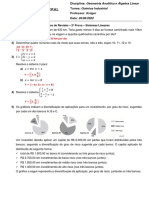 Revisão - 2 Prova - Sistemas Lineares