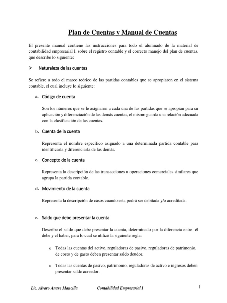 Plan y Manual de Cuentas Contables | PDF | Contabilidad | Activo fijo
