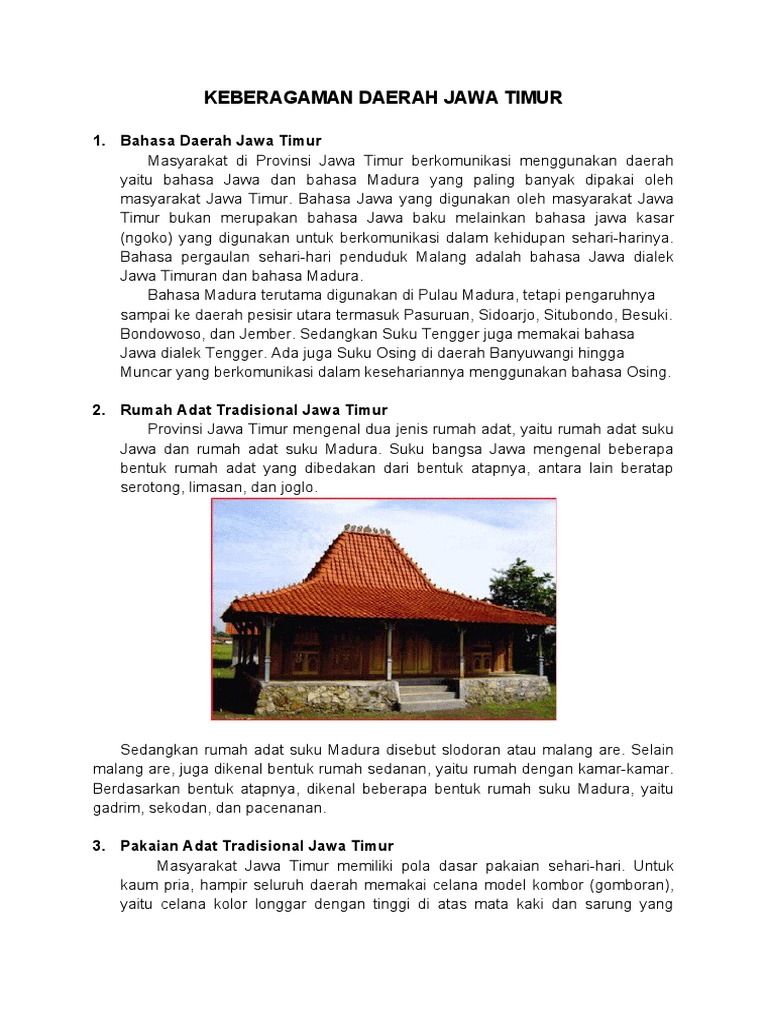 Keberagaman Daerah Jawa Timur | PDF