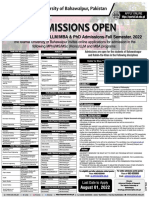 Admissions Open For Mphil